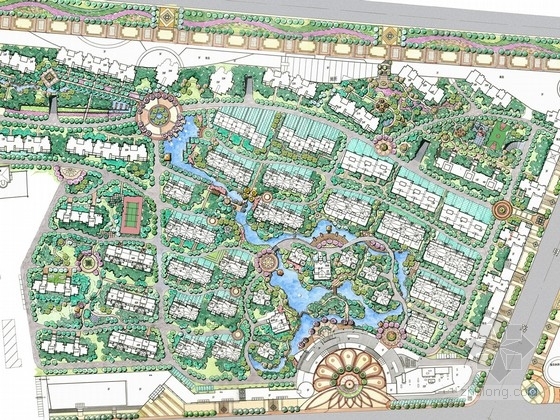 大型道路街道景观设计方案资料下载-[吉林]新古典主义高档住宅区景观设计方案文本（著名事务所设计）