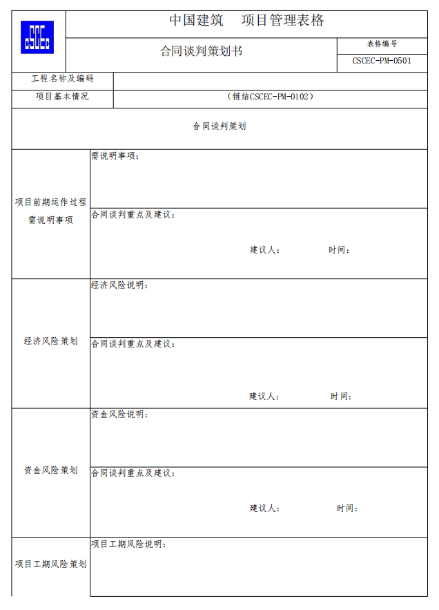 建筑工程项目监理管理表格（全套，125页）-合同谈判策划书