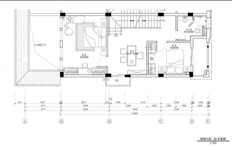 [福建]厦门帝元维多利亚大酒店室内设计方案-别墅A型二层平面图