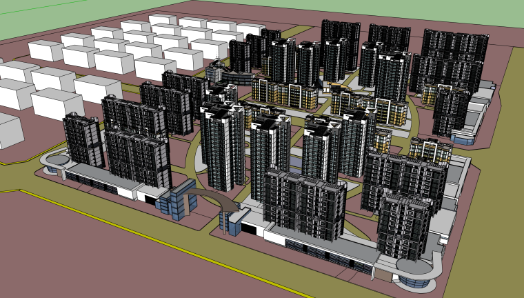 居住建筑设计模型资料下载-经典现代小区建筑设计模型