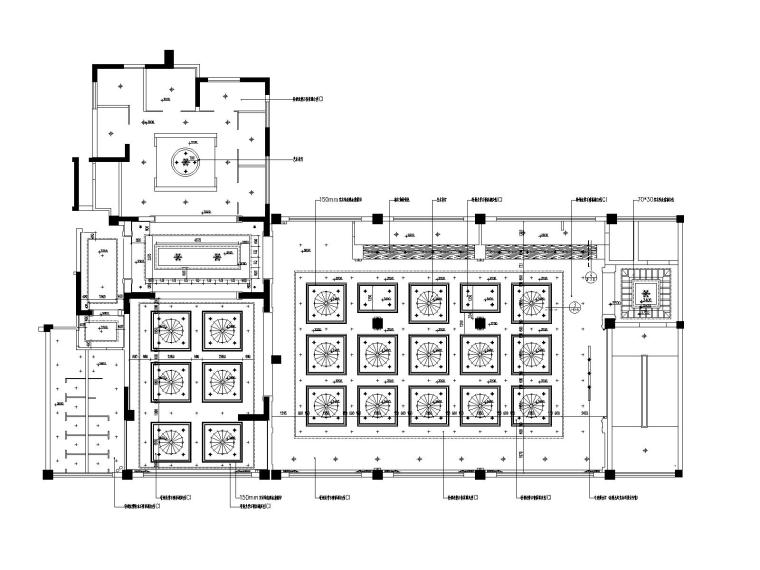 新中式酒楼室内装修全套施工图（附效果图）-二层天花