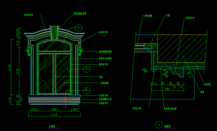 中式亭子CAD大样资料下载-仿古窗户CAD大样样图（中式+欧式）