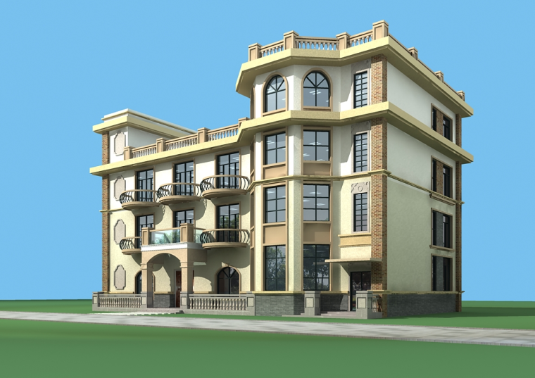 4层框架别墅结构施工资料下载-框架结构4层独栋别墅建筑方案设计（包含CAD）