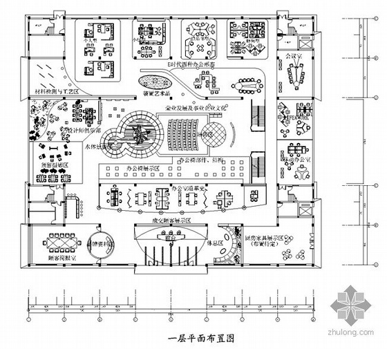 现代家具展厅设计资料下载-[杭州]某集团家具展厅装修施工图