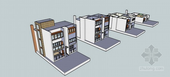小康农居建筑资料下载-某三层小康农居建筑方案图（含sketchup模型及效果）