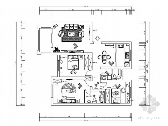 现代三居室装修效果图资料下载-时尚活泼现代三居室装修图（含效果图）