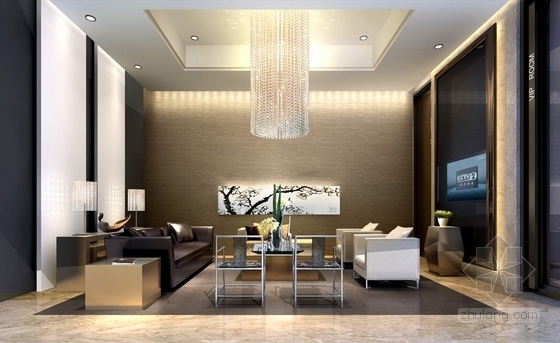 [四川]国际豪华现代售楼处室内装修施工图（含方案效果）VIP室效果图