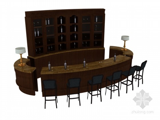 酒水柜3D模型资料下载-欧式酒柜3D模型下载