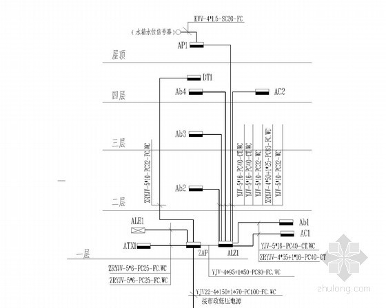 [海南]幼儿园综合楼强弱电施工图（甲级设计院）-配电竖向系统图 