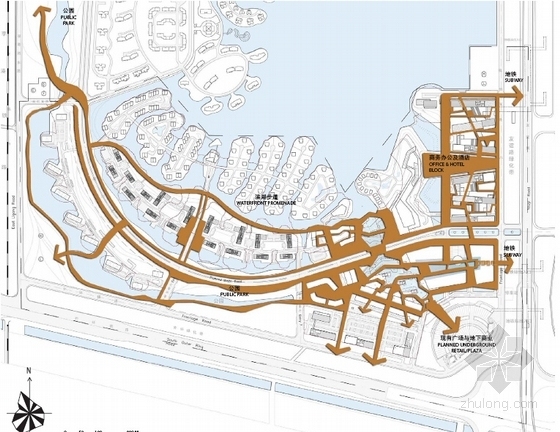 [天津]城市滨水地块概念性总体规划方案文本-城市滨水地块规划分析图