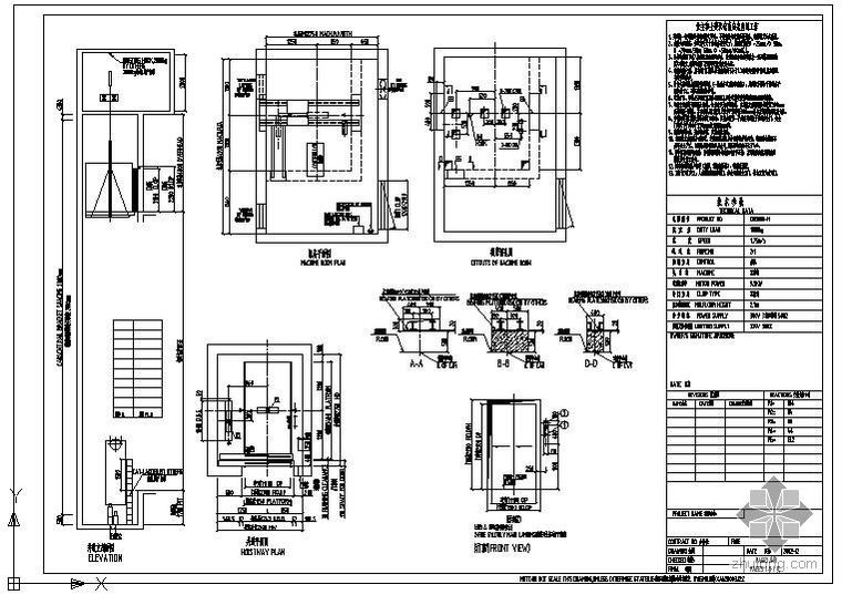 一梯三户户型75资料下载-某医梯（1000 1.75右开）节点构造详图