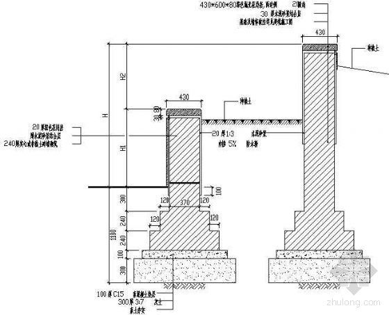 花池做法图CAD资料下载-花池挡墙做法详图