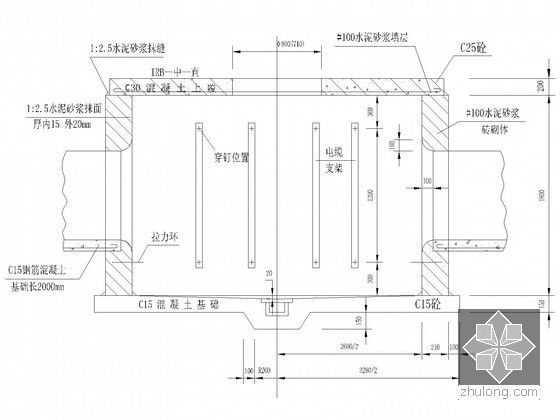 [四川]市政电气地下通讯管道工程电气施工图纸53张（含详细电气设计说明）-中号直通型人孔断面图