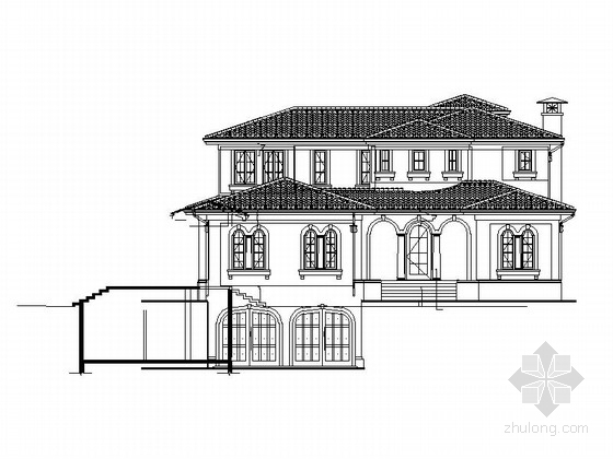 某别墅建筑施工图纸资料下载-[广州]某二层欧式风格独栋别墅建筑施工图（含效果图）