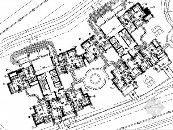 架空层景观设计cad资料下载-[佛山]县城居住区楼房架空层景观设计施工图