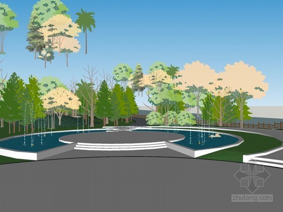 河滨公园SketchUp模型下载-河滨公园 