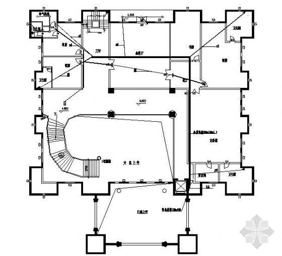 古堡建筑图纸资料下载-哈尔滨某典型别墅强电设计