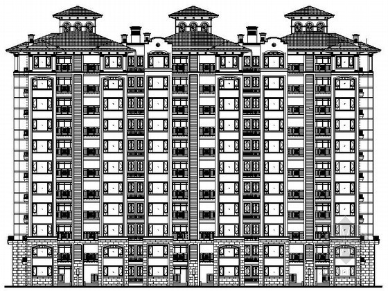 欧式风格十一层住宅资料下载-[济宁]某十一层三连板欧式住宅建筑施工图