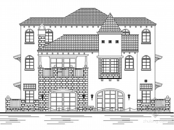 新古典双拼别墅资料下载-[三亚]某三层双拼别墅建筑方案图（380平方米）