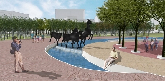 [内蒙古]现代创意公园景观设计方案-现代创意公园透视效果图
