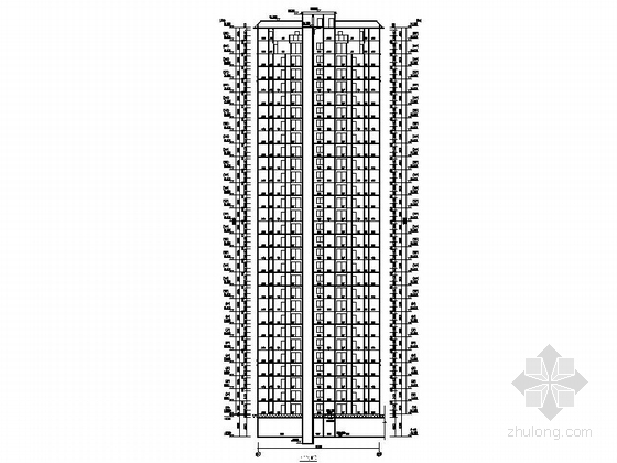 [贵州]高层框剪结构面砖外墙商用住宅建筑施工图（含多套方案）-高层框剪结构面砖外墙商用住宅建筑剖面图