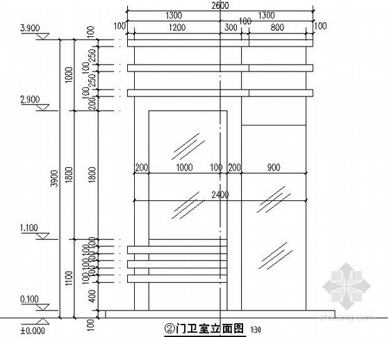 小区入口岗亭资料下载-简约欧式岗亭尺寸大样图