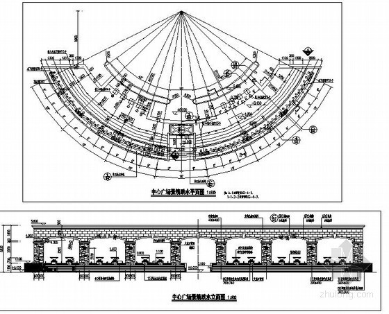 弧形SU水景资料下载-弧形跌水景墙施工详图