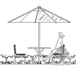 景观室外家具资料下载-室外家具施工详图（阳伞桌子和凳）
