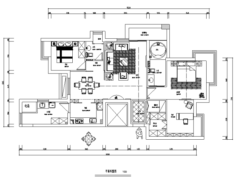 小空间家装设计施工图资料下载-银都花园家装设计完整施工图（附效果图）