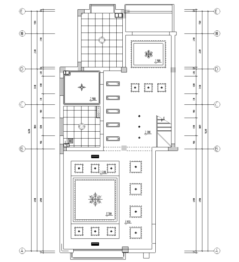 [山东]某欧式别墅室内设计施工图-三层天棚图