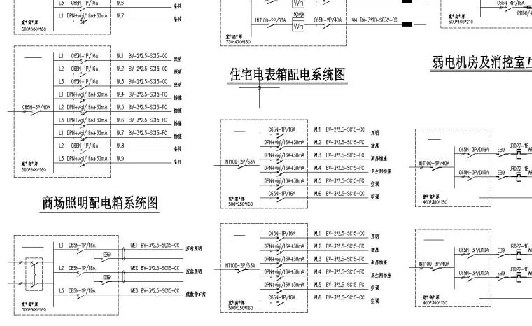 某底商高层住宅强弱电图纸-配电箱系统图