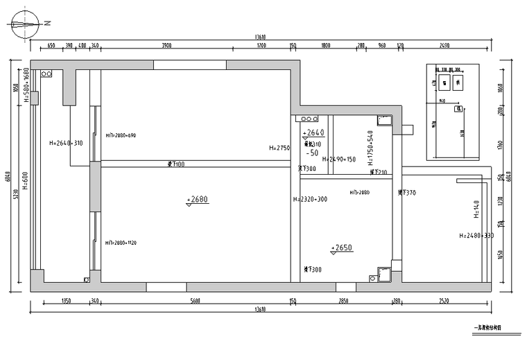 和美家现代二层住宅设计施工图（附效果图）-一层原始结构图