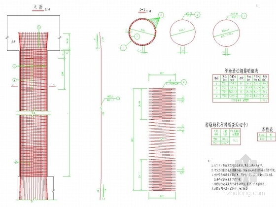[贵州]40米装配式预应力混凝土T梁下部构造图107张-桥墩墩柱钢筋构造图 