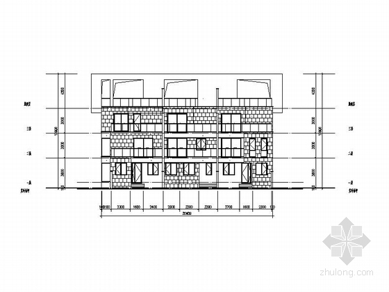 [四川]三层阶梯状别墅建筑施工图（含多套方案）-三层阶梯状别墅建筑立面图