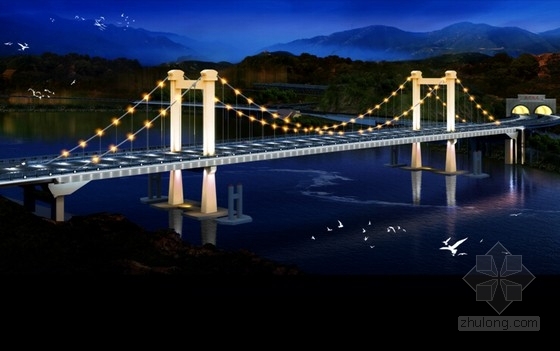 90m腹拱桥设计图资料下载-[浙江]跨河悬索桥及匝道桥景观照明设计图28张