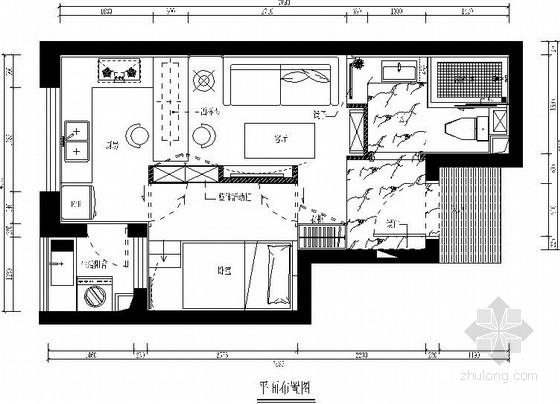 家装立面家具资料下载-[福州]小居室温馨小巧家装施工图（含效果图）