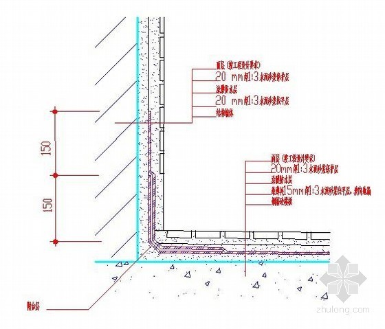 墙体立体绿化图资料下载-厨房、卫生间墙体防水节点大样图