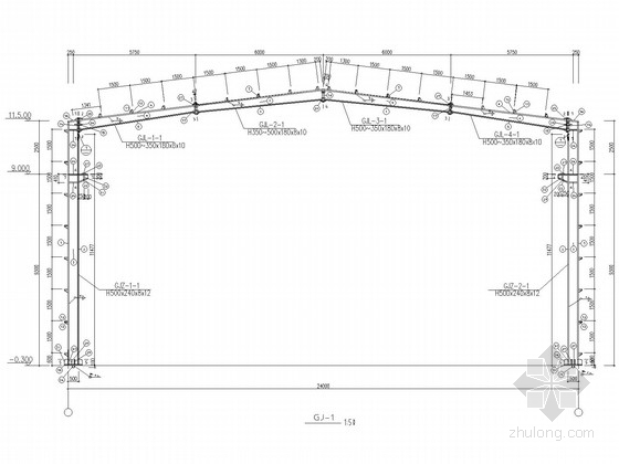 24米跨轻型门式刚架资料下载-24米跨檐高12米门式刚架厂房结构施工图