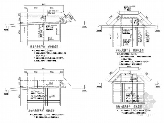 悬挑结构cad资料下载-运河景观绿化工程结构设计套图（19张 廊架 悬挑平台 厕所）