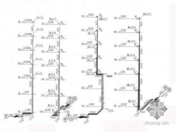 [福建]多层住宅楼建筑给排水施工图-冷水、热水系统图