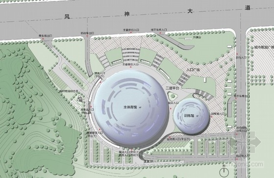 [广东]某五层大型体育馆建筑方案文本-总平面图 