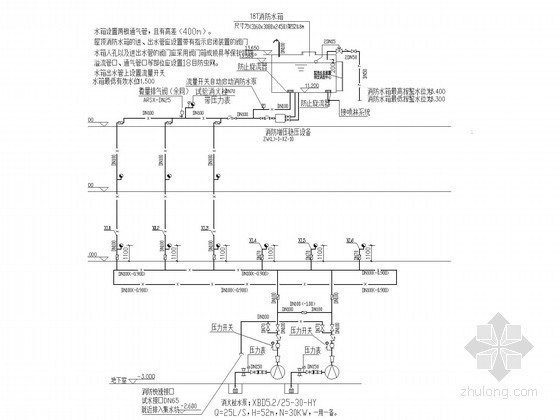 [浙江]菜场给排水消防施工图（16年最新设计）-消火栓系统原理图 