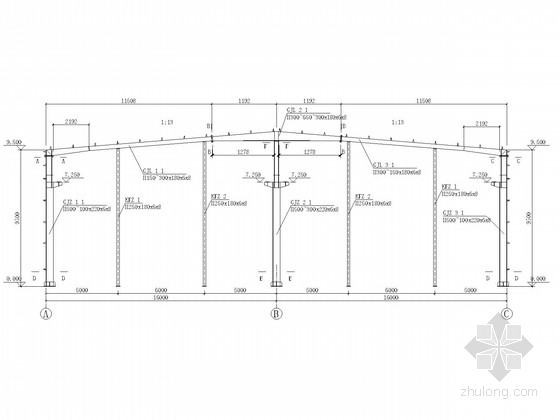 32米跨建筑结构资料下载-32米跨门式刚架带吊车结构施工图