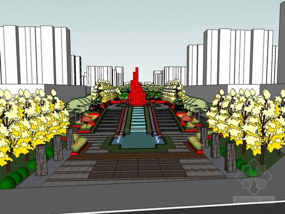 小区中轴设计资料下载-城市中轴广场SketchUp模型下载