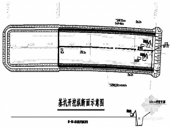 [广东]公路U型槽基坑支护及开挖汇报材料（专家评审）-基坑开挖纵断面示意图 