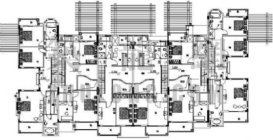 某六拼德式多坡联排别墅建筑设计方案-4