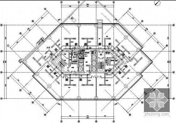 [唐山]大型商业综合体暖通空调设计全套施工图-办公楼空调水管平面图