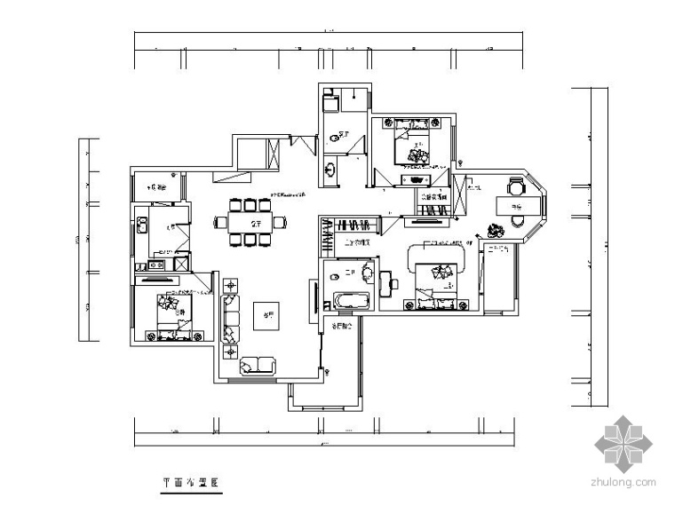 室内装修施工图欧式资料下载-欧式三室二厅室内装修施工图（含效果）