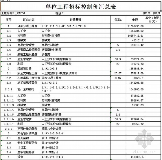 广联达报价表资料下载-隧道工程工程量清单报价（广联达报价文件+钢筋算量）