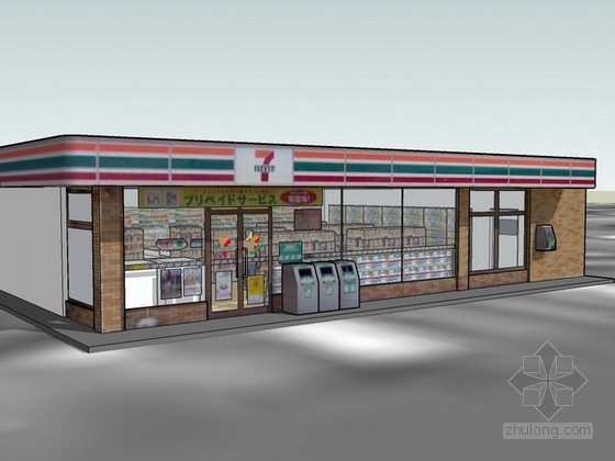 加油站便利店装修施工方案资料下载-7-eleven便利店sketchup模型下载